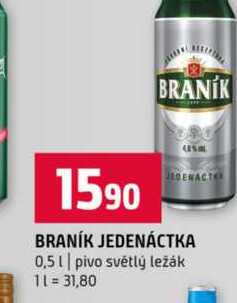 BRANÍK JEDENÁCTKA 0,5l pivo světlý ležák 
