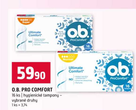 0.B. PRO COMFORT 16 ks hygienické tampony vybrané druhy 
