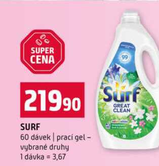 SURF 60 dávek prací gel vybrané druhy