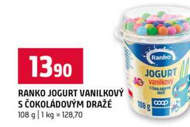 RANKO JOGURT VANILKOVÝ S ČOKOLÁDOVÝM DRAŽÉ 108 g 
