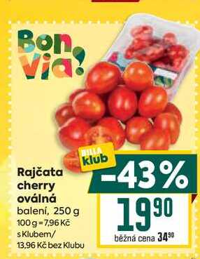 Rajčata cherry oválná balení, 250 g