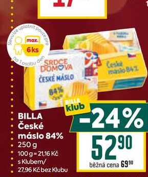 BILLA České máslo 84% 250 g