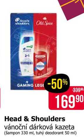 Head & Shoulders vánoční dárková kazeta (šampon 330 ml, tuhý deodorant 50 ml)
