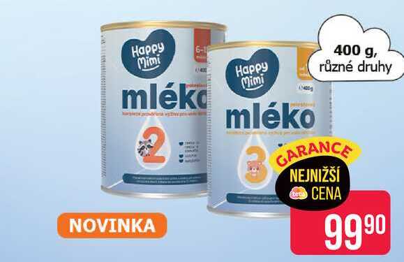 Happy Mimi mléko 400 g, různé druhy