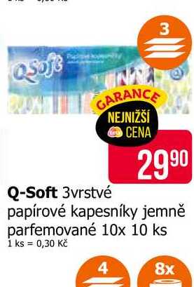Q-Soft 3vrstvé papírové kapesníky jemně parfemované 10x 10 ks