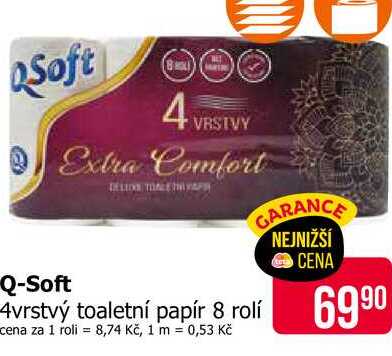 QSoft 4vrstvý toaletní papír 8 rolí