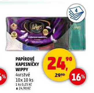 PAPÍROVÉ KAPESNÍČKY WIPPY, 10x 10 ks 