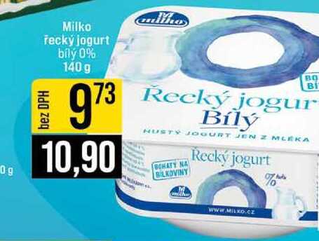 Milko řecký jogurt bílý 0% 140g
