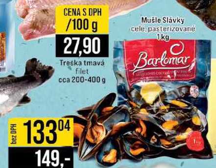 Mušle Slávky celė, pasterizované 1kg 