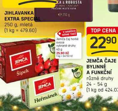 JEMČA ČAJE BYLINNÉ A FUNKČNÍ různé druhy 24-54 g 