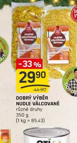 DOBRÝ VÝBĚR NUDLE VÁLCOVANÉ různé druhy 350 g 