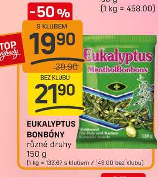 EUKALYPTUS BONBÓNY různé druhy 150 g