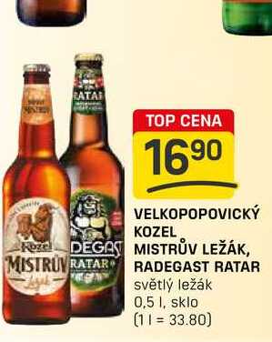 VELKOPOPOVICKÝ KOZEL MISTRŮV LEŽÁK, RADEGAST RATAR světlý ležák 0,5l