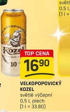 VELKOPOPOVICKÝ KOZEL světlé výčepní 0,5l,plech