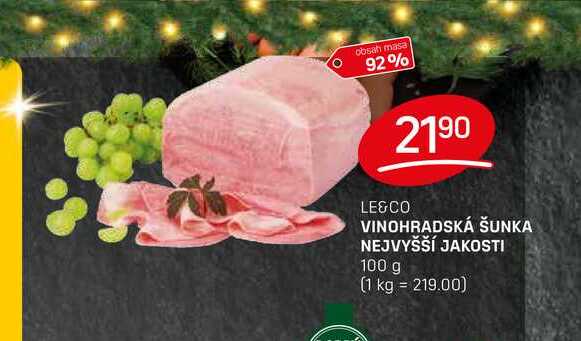 VINOHRADSKÁ ŠUNKA NEJVYŠŠÍ JAKOSTI 100 g