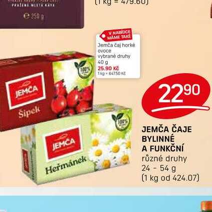 JEMČA ČAJE BYLINNÉ A FUNKČNÍ různé druhy 24-54 g