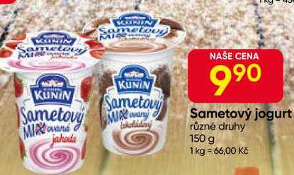 Kunín Sametový jogurt různé druhy 150 g