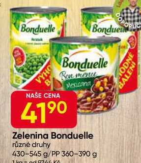 Zelenina Bonduelle různé druhy 430-545 g/PP 360-390 g