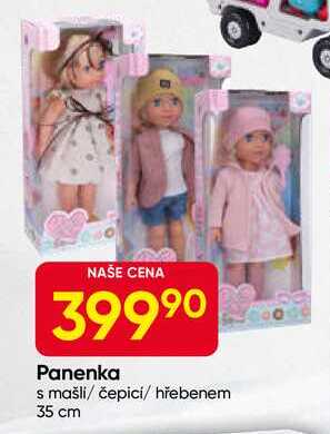 Panenka s mašli/ čepicí/ hřebenem 35 cm