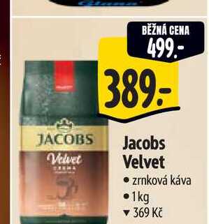 Jacobs Velvet zrnková káva 1 kg
