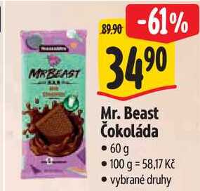 Mr. Beast Čokoláda, 60 g 