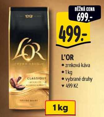 L'OR zrnková káva, 1 kg
