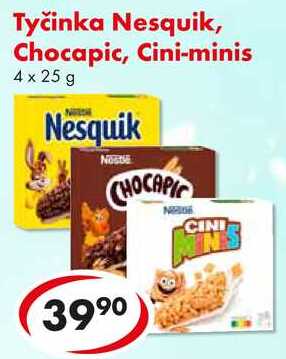 Tyčinka Nesquik, Chocapic, Cini-minis, 4x 25 g