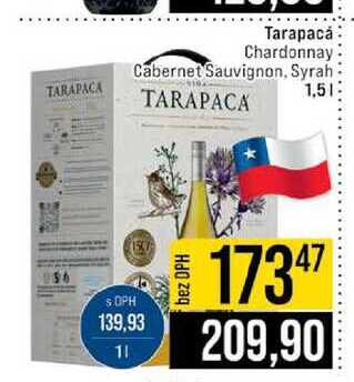 Tarapacá Chardonnay Cabernet Sauvignon, Syrah TARAPACA 1,5l