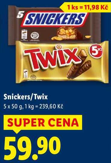Snickers/Twix, 5x 50 g