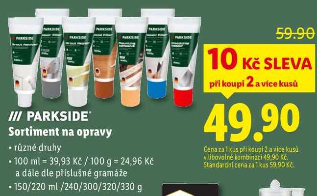 PARKSIDE Sortiment na opravy, 150/220 ml/240/300/320/330 g  