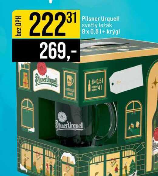 Pilsner Urquell světlý ležák 8 x 0,5l+ krýgl 