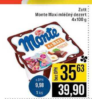 Zott Monte Maxi mléčný dezert 4x100 g