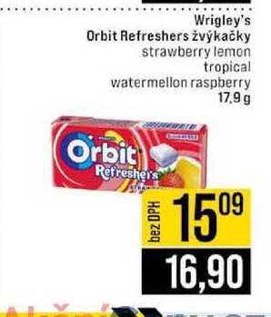 Wrigley's Orbit Refreshers žvýkačky strawberry lemon tropical watermellon raspberry 17,9 g