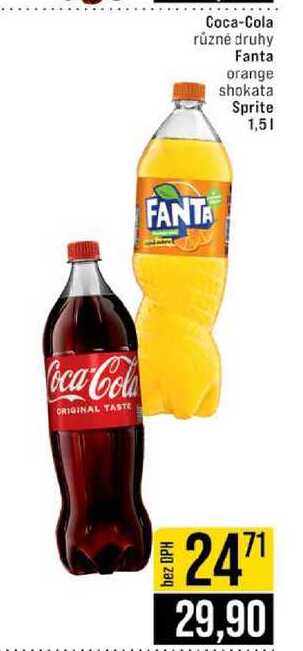 Coca-Cola různé druhy Fanta orange shokata Sprite 1,5l