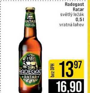 Radegast Ratar světlý ležák 0,5l