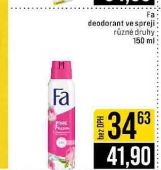 Fa deodorant ve spreji různé druhy 150 ml