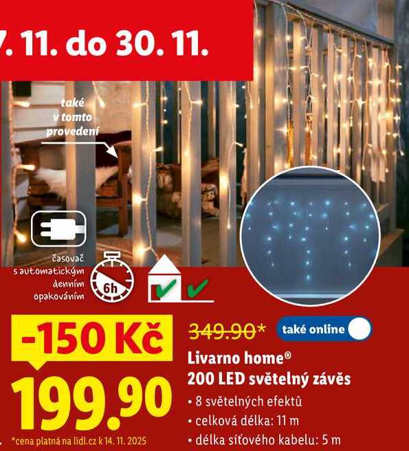Livarno home 200 LED světelný závěs 