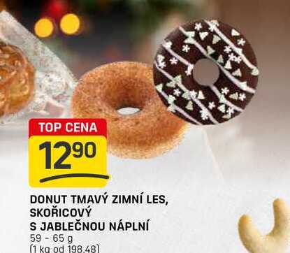 DONUT TMAVÝ ZIMNÍ LES, SKOŘICOVÝ S JABLEČNOU NÁPLNÍ 59 -65 g