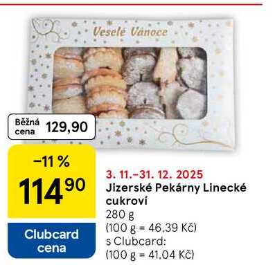 Jizerské Pekárny Linecké cukroví, 280 g