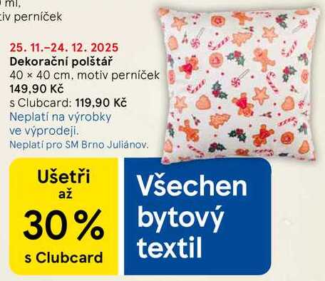 Dekorační polštář 40 x 40 cm, motiv perníček