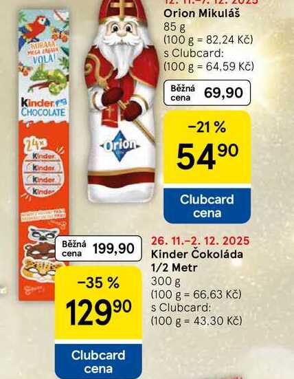 Kinder Čokoláda 1/2 Metr, 300 g