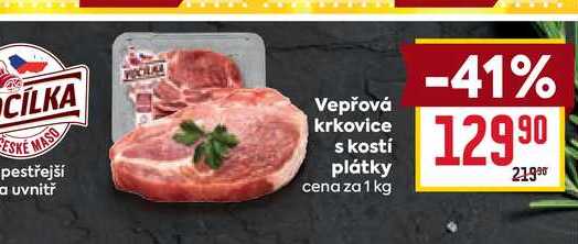 Vepřová krkovice s kostí plátky cena za 1 kg