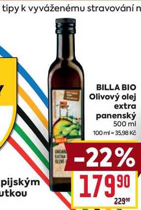 BILLA BIO Olivový olej extra panenský 500 ml 