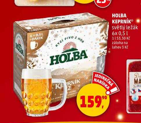 HOLBA KEPRNÍK světlý ležák, 6x 0,5 l
