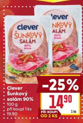 Clever Šunkový salám 90% 100 g