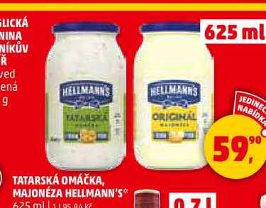 TATARSKÁ OMÁČKA, MAJONÉZA HELLMANN'S, 625 ml 