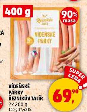 VÍDEŇSKÉ PÁRKY ŘEZNÍKŮV TALÍŘ, 2x 200 g