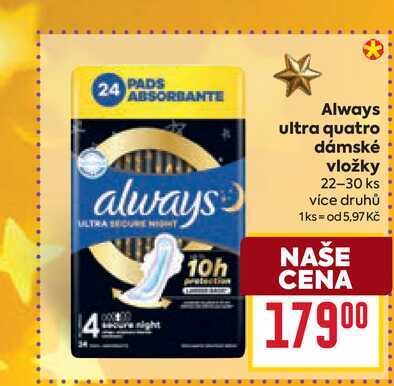 Always ultra quatro dámské vložky 22-30 ks 