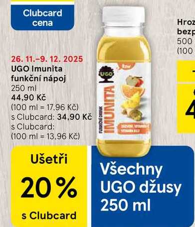UGO Imunita funkční nápoj, 250 ml