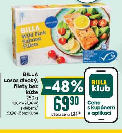 BILLA Losos divoký, filety bez kůže 250 g